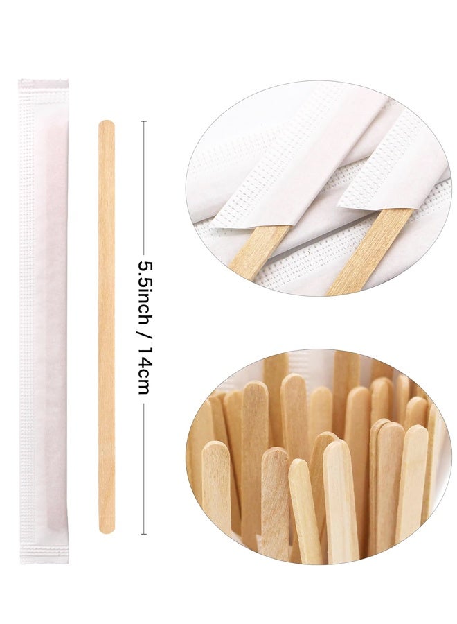 100PCS 5.5 in Individually Wrapped in Paper Wooden Coffee Stirrers,  for Daily Use or Other DIY Craft Design - Image 2